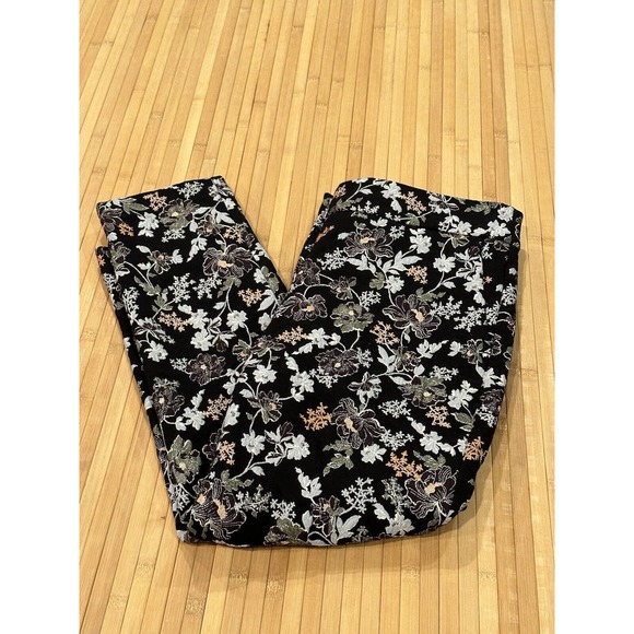 LOFT Women’s Sz 6P Marisa Pants Embroidered Jacquard Flowers Pencil Ankle - Picture 4 of 12